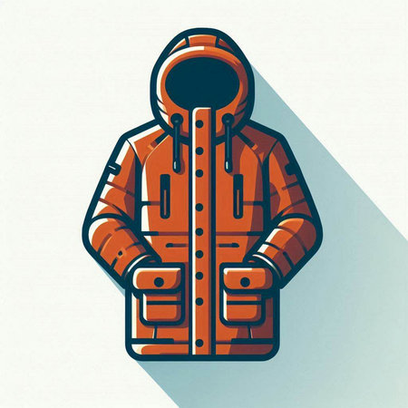 Winter jacket with hood. Vector illustration of a warm jacket with hood.