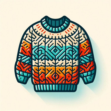 Knitted sweater with a pattern of rhombuses. Vector illustration.のイラスト素材