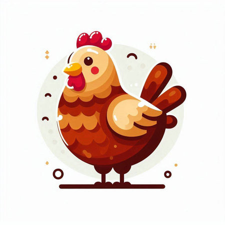 Cute cartoon chicken. Vector illustration. Isolated on white background.のイラスト素材