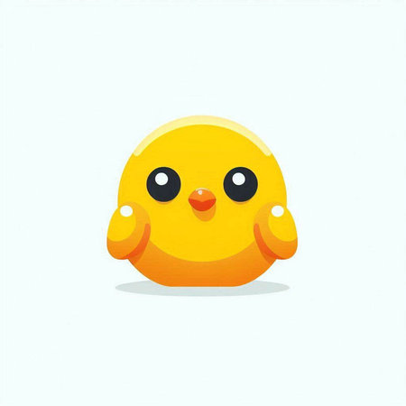 Cute little yellow chicken isolated on white background. Vector illustration.のイラスト素材
