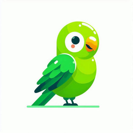 Cute green parrot isolated on white background. Vector illustration.のイラスト素材