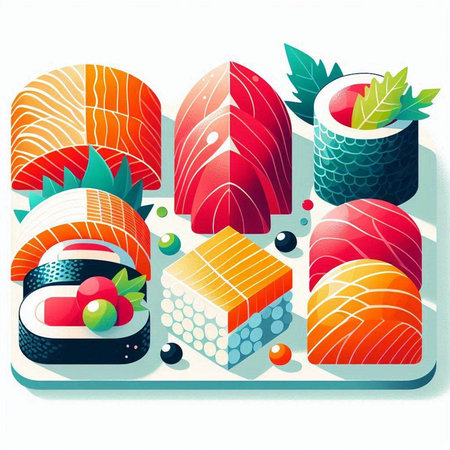Sushi set. Sushi roll. Japanese food. Vector illustrationのイラスト素材