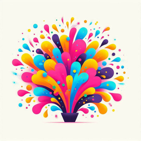 Colorful explosion of paint on a white background. Vector illustration.のイラスト素材
