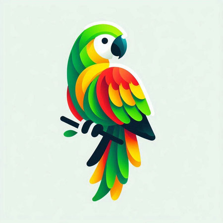 Colorful parrot isolated on white background. Vector Illustration.のイラスト素材