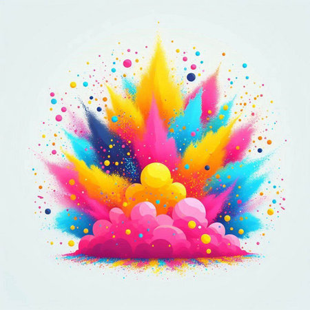 Colorful explosion of paint on white background, abstract vector illustration.のイラスト素材