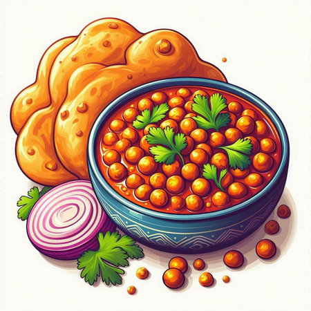 Illustration of a bowl of hummus with onion and parsley
