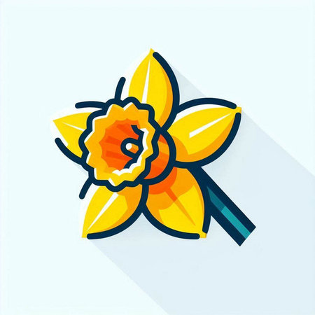 Narcissus flower icon, flat design, long shadow.のイラスト素材