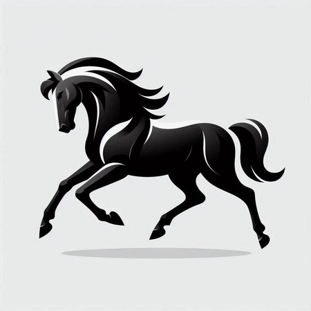 Black horse running isolated on white background. Vector illustration eps 10のイラスト素材