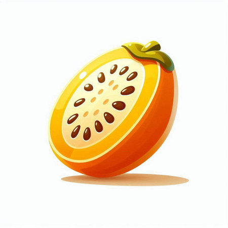 Ripe papaya fruit isolated on white background, vector illustration.のイラスト素材