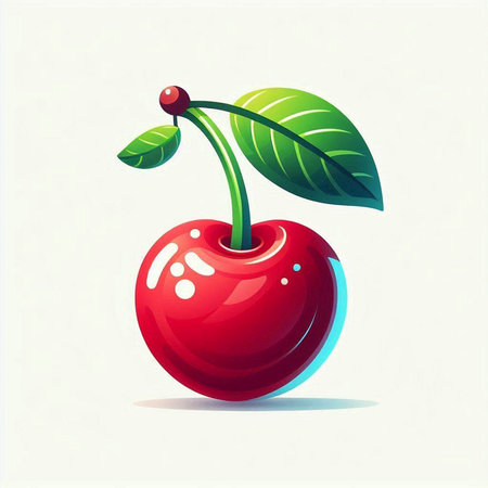 Vector illustration of a cherry on a white background. Vector illustration.