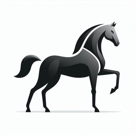Horse black silhouette isolated on a white background. Vector illustration.のイラスト素材
