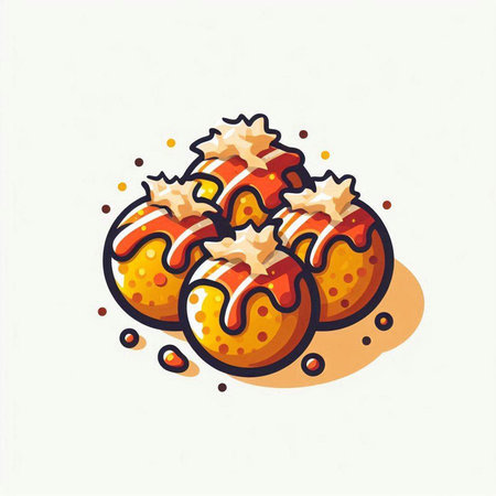 Illustration of cookies with glaze. Vector illustration in cartoon style.のイラスト素材