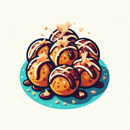 Chocolate truffles with caramel glaze. Vector illustration.のイラスト素材