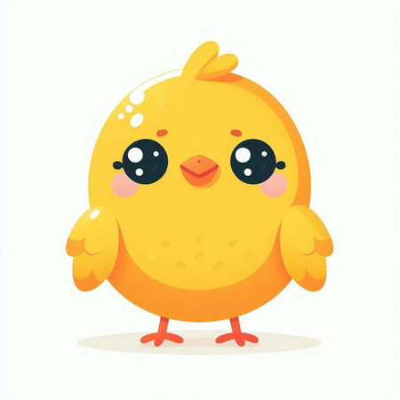 Cute yellow chicken isolated on a white background. Vector illustration.のイラスト素材