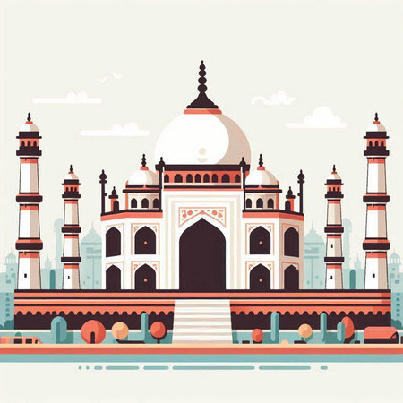 Taj Mahal in Agra, Uttar Pradesh, India.のイラスト素材