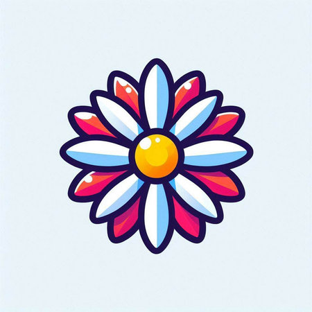Illustration of a daisy flower on a light blue background.のイラスト素材