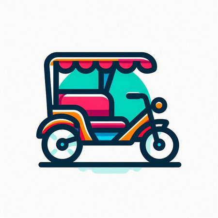 Tuk tuk icon, vector illustration. Flat design style.のイラスト素材
