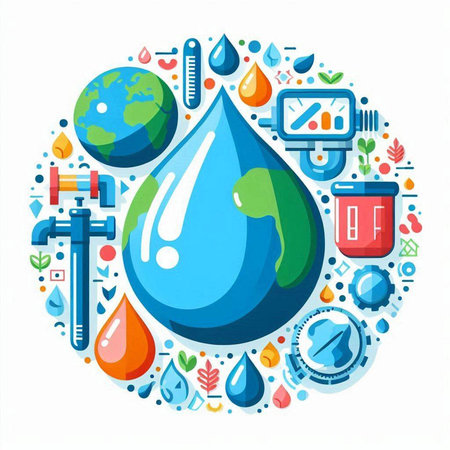 Concept of world water day with water drop. Vector illustration.のイラスト素材