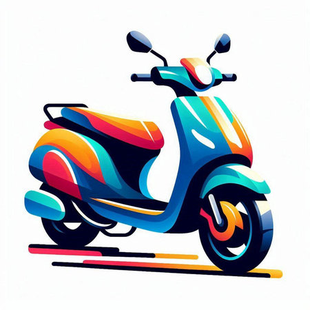 Colorful scooter on a white background. Vector illustration. Eps 10のイラスト素材