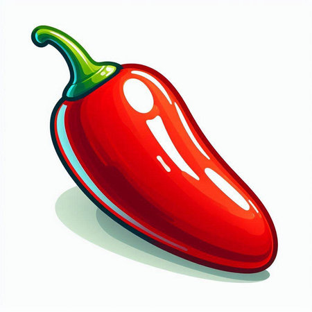 Illustration of a red hot chili pepper on a white background.のイラスト素材