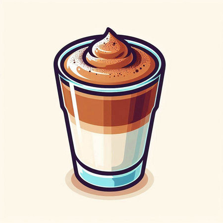 Coffee in a glass with whipped cream. Vector illustration.のイラスト素材