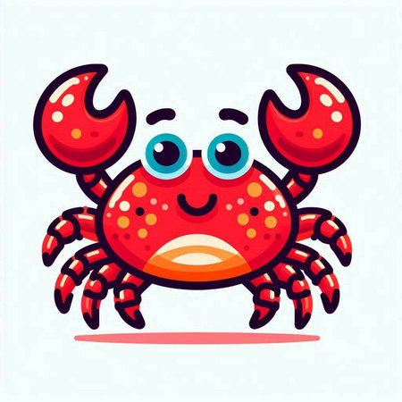 Cute cartoon red crab. Vector illustration isolated on white background.のイラスト素材