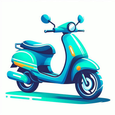 Vintage scooter isolated on a white background. Vector illustration.