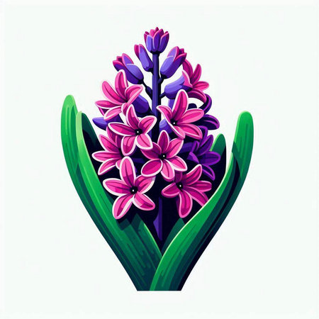 Purple hyacinth flowers on white background. Vector illustration.のイラスト素材