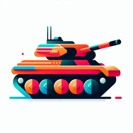 Retro military tank isolated on a white background. Vector illustration.のイラスト素材
