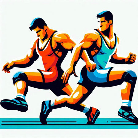 Running men, vector illustration. Sport illustration. Running men, running men, running menのイラスト素材