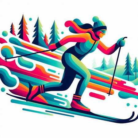Cross-country skiing - abstract vector illustration, eps 10.のイラスト素材