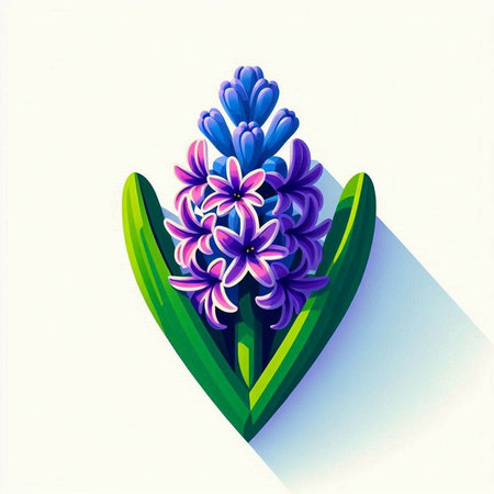 Illustration of hyacinth flower on white background with shadow.のイラスト素材
