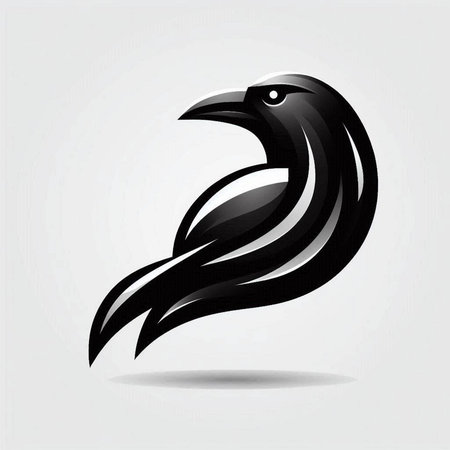 Crow logo template. Vector illustration. Black crow on white background.のイラスト素材
