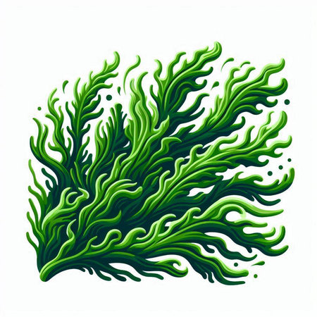 Green seaweed isolated on white background. Vector illustration for your designのイラスト素材