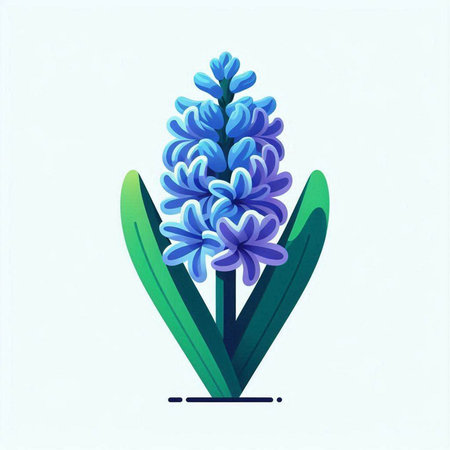 Blue hyacinth flower on white background. Vector illustration in flat style.のイラスト素材