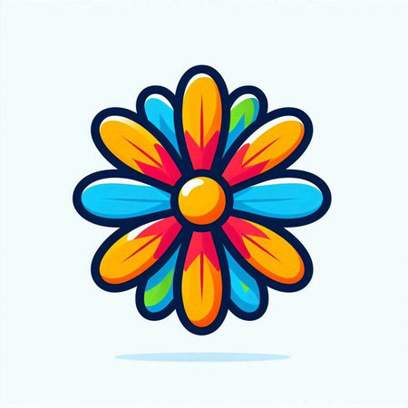 Colorful flower icon in doodle style. Vector illustration.のイラスト素材