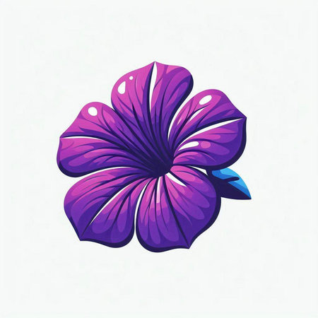 Illustration of a purple hibiscus flower on a white backgroundのイラスト素材