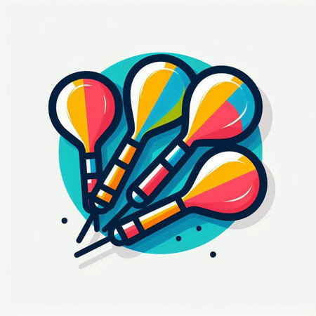 Darts vector icon, flat design. Illustration of colorful darts.のイラスト素材