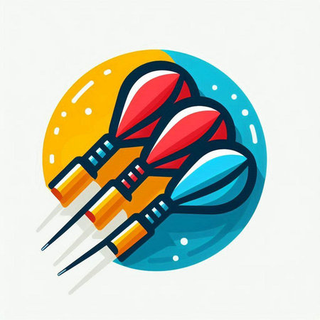 Darts icon. Vector illustration in flat style. Colorful sport symbol.のイラスト素材