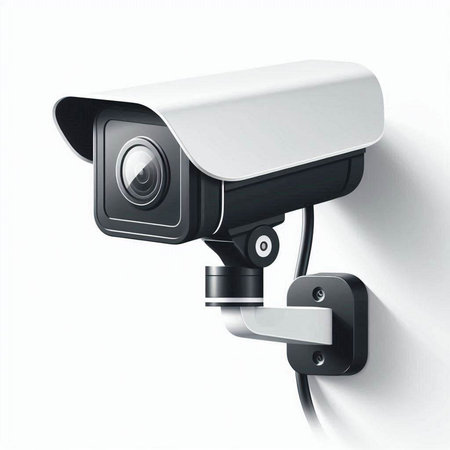 CCTV security camera on white background. 3D rendering and illustration.のイラスト素材
