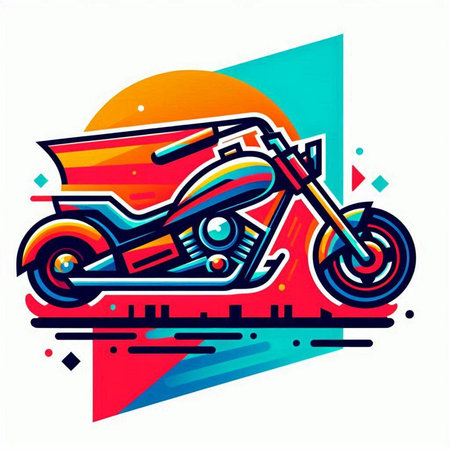Motorcycle vector icon, colorful illustration, isolated on white background.のイラスト素材