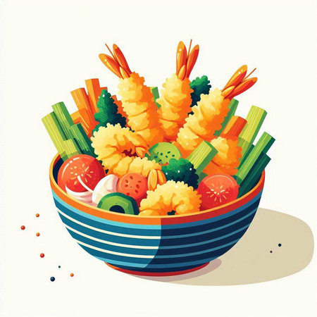 Vegetable salad in a bowl. Healthy food. Vector illustration.のイラスト素材