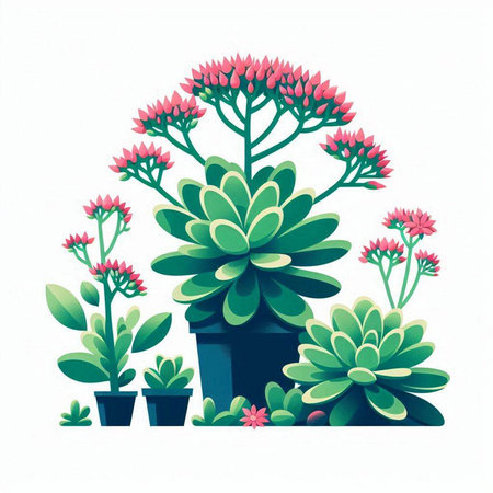Succulent plant in pot isolated on white background. Vector illustration.のイラスト素材