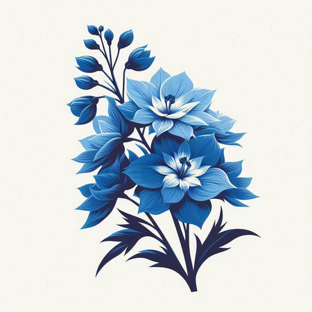 Blue flowers on a white background. Vector illustration for your design.のイラスト素材
