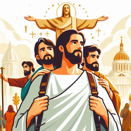 Crucifixion of Jesus Christ on the background of the city.