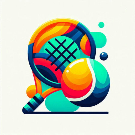 Tennis racket and ball icon. Vector illustration of sport equipment.のイラスト素材
