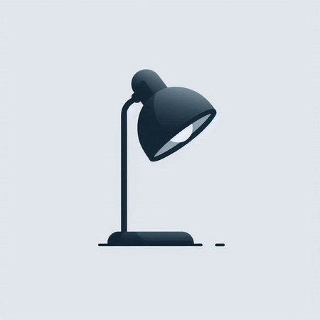 Lamp icon. Vector illustration of a black desk lamp. Isolated on white background.のイラスト素材