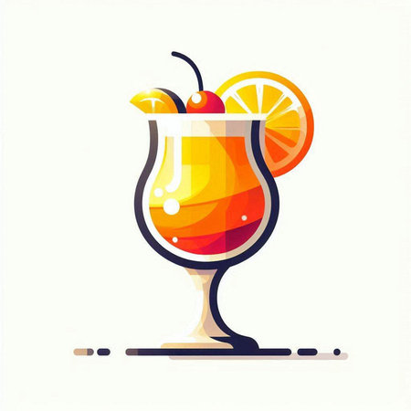 Cocktail with orange slice on white background. Vector illustration.のイラスト素材