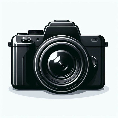 Illustration of a black digital camera on a white background - vectorのイラスト素材