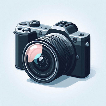 Digital camera on a white background. Vector illustration. Eps 10.